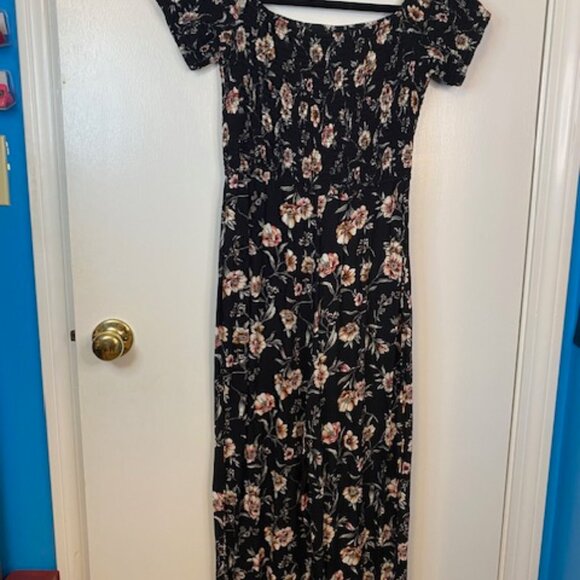 Xhilaration black and floral short sleeve Pants jumpsuit - Picture 9 of 11